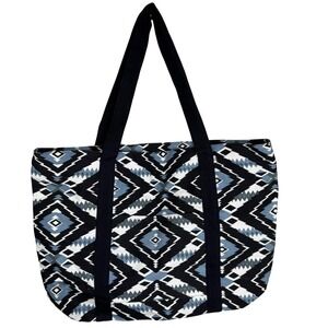 Canyon Sky Tote Bag Womens One Size‎ Blue Black Aztec Southwestern Canvas Zip